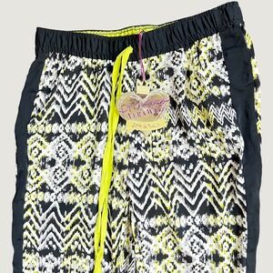 Princess Vera Wang Geometric Chevron Jogger Pants Black White Lime Green Small